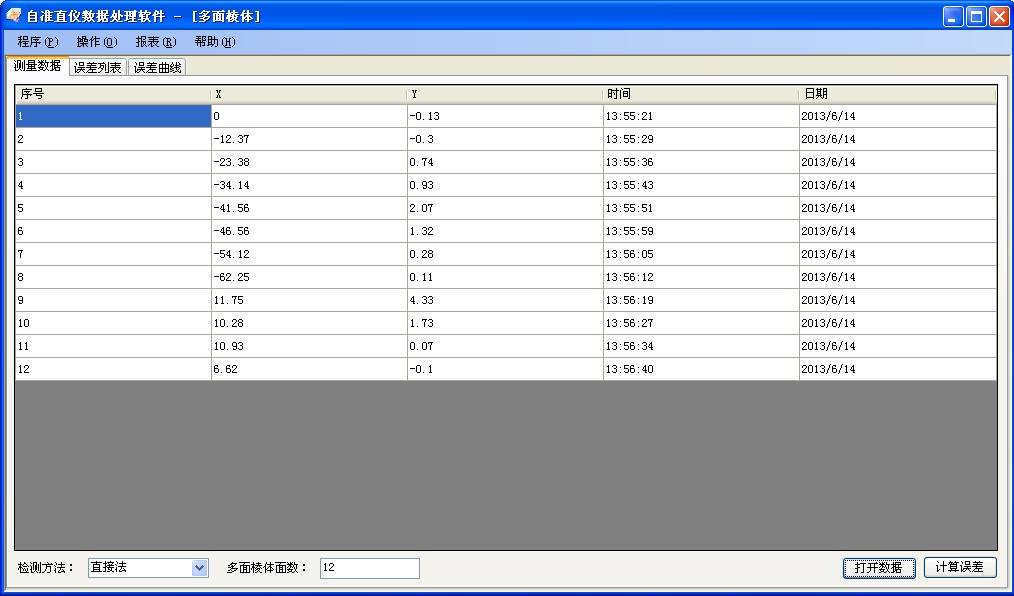 多面棱體測量數(shù)據(jù)分析軟件包