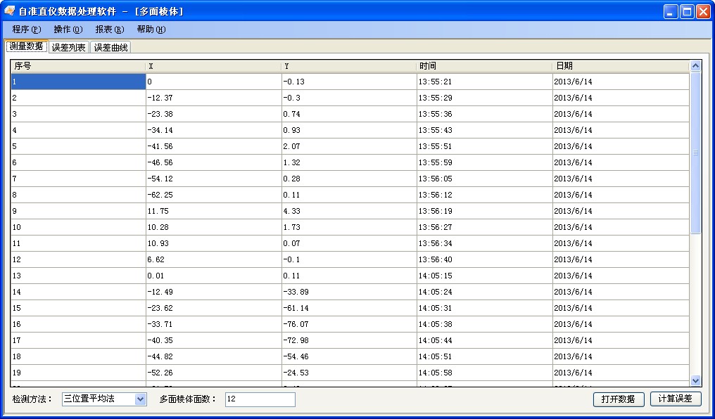 多面棱體測量數(shù)據(jù)分析軟件包